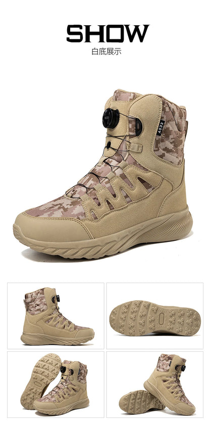 Botas tácticas para hombre, marca Army Boot, estilo militar, hasta el tobillo, para senderismo, seguridad, trabajo en el desierto, escalada, impermeables, de alta calidad.