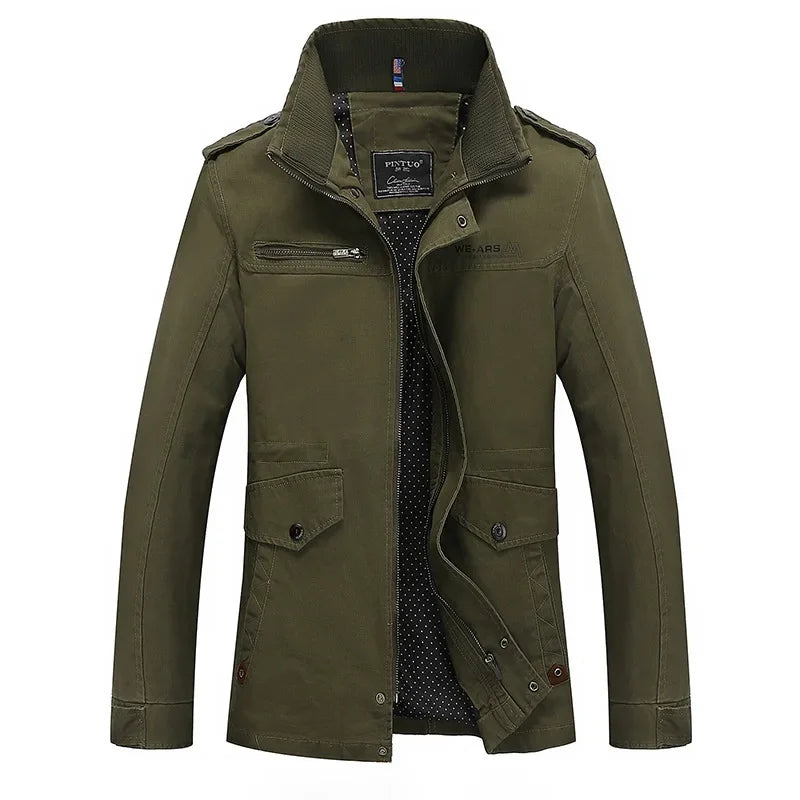 Chaqueta informal de algodón puro lavado para hombre, estilo primavera/otoño, ligera, cortavientos juvenil y a la moda. Abrigo ligero de verano.