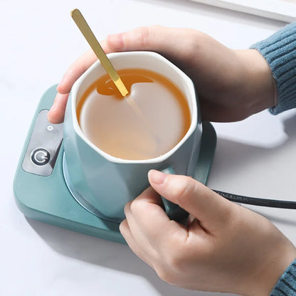 Calentador de tazas eléctrico, almohadilla térmica para leche, té y agua, tapete calentador para tazas, posavasos termostático constante, bajo consumo, regalo para el hogar y la oficina