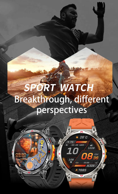 Reloj inteligente con GPS para hombre, pulsera deportiva con control del ritmo cardíaco, Bluetooth, llamadas, 530 mAh, resistente al agua hasta 3 ATM, 2025
