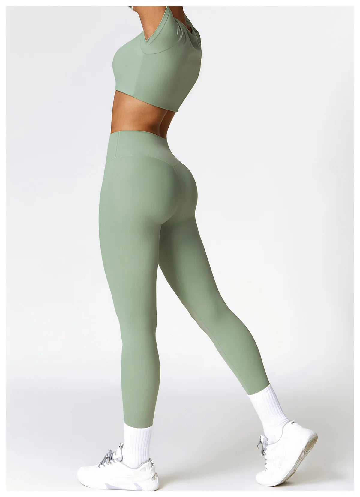 2PCS Seamless Yoga Set Women Workout Set Sportswear Gym Clothing Fitness Long Sleeve Crop Top High Waist Leggings Sports Suits