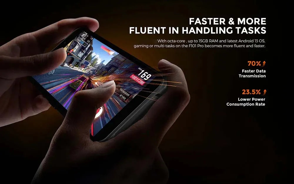 Teléfono inteligente resistente Fossibot F101Pro, 15 GB + 128 GB, Android 13, IP68, resistente al agua, batería de 10600 mAh, NFC, versión global