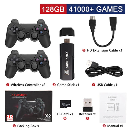 Consola de videojuegos GD10 Game Stick 256 GB 4K HD, doble mando inalámbrico 2,4 GHz, retro, 58.000 juegos para PSP, regalo de Navidad
