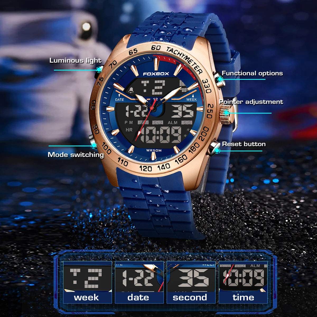 Reloj digital de lujo para hombre FOXBOX, marca superior, modelo 2026 New Business Watch, estilo militar, resistente al agua, a la moda, con movimiento de cuarzo.
