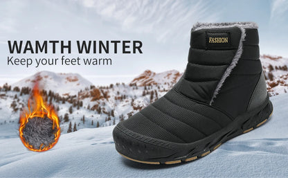 Nuevas botas de nieve de invierno para hombre, botas de terciopelo para exteriores para mujer, zapatos cálidos para caminar, zapatos de esquí impermeables, botas altas de algodón, zapatos de algodón grueso