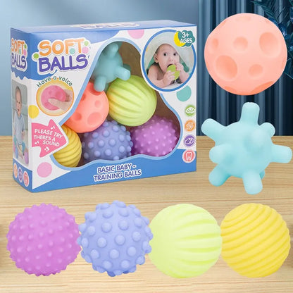 6 pelotas sensoriales para bebés, juguetes con textura para tocar la mano, pelota de masaje suave, sonajero para bebés, juguetes sensoriales.