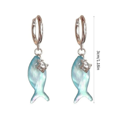 G7NC - Pendiente colgante de pez azul de moda, hecho a mano, de plástico, accesorio para las orejas, joyería con temática oceánica para uso diario o informal.