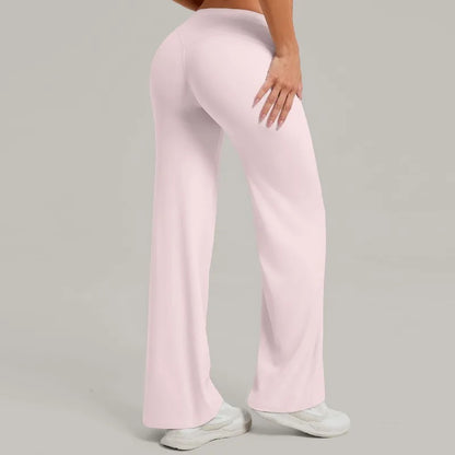 Pantalones de yoga rectos de pierna ancha para mujer, nuevos pantalones de pilates, pantalones deportivos ajustados que realzan la cadera, pantalones casuales para correr al aire libre, pantalones de fitness.