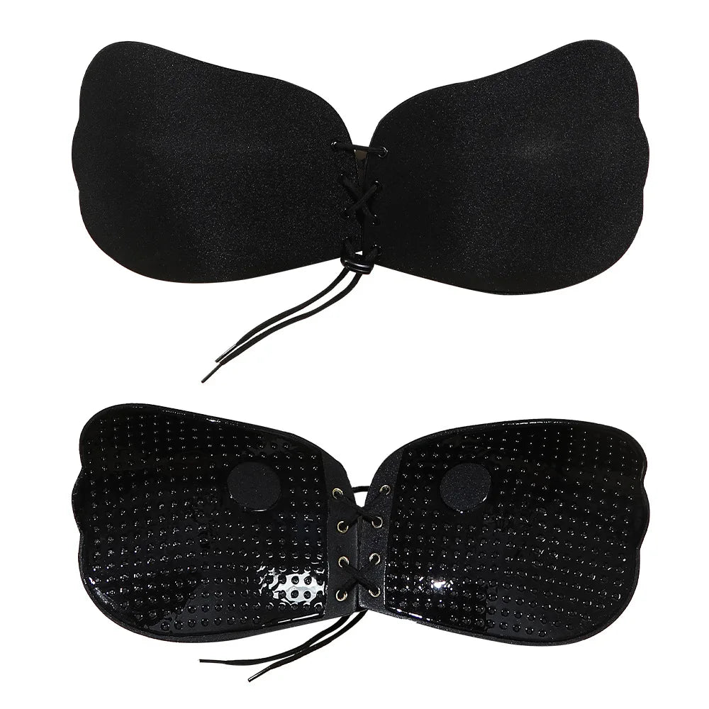 Sujetador invisible con parche de pecho fruncido y cuerda de tracción, con parche antisalpicaduras para vestido de novia, ropa interior