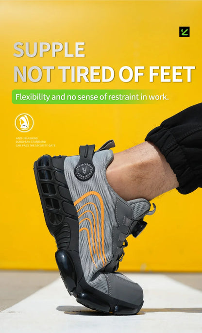 Summer Work Safety Protection Shoes Air Cushion Breathable Safety Shoes Anti-stabbing -smash Lightweight Sports Shoes For Men