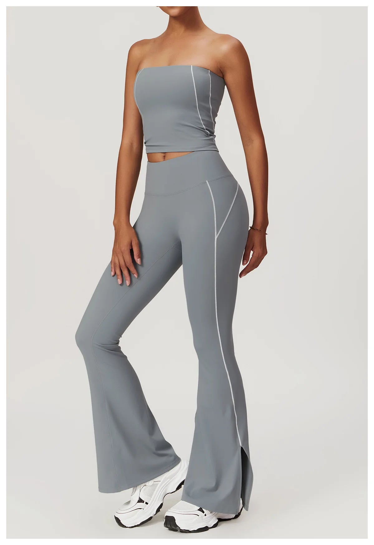 Conjunto deportivo de yoga FUBEIKE para mujer, de verano, color nude, ajustado, con espalda descubierta, ideal para gimnasio, ropa deportiva para mujer, para correr al aire libre.