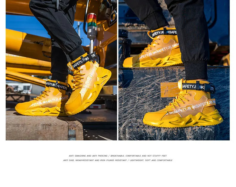 Zapatos de seguridad con puntera de acero para hombre y mujer, botas de trabajo ligeras, transpirables y cómodas, zapatillas de seguridad para la construcción industrial, botas para hombre.