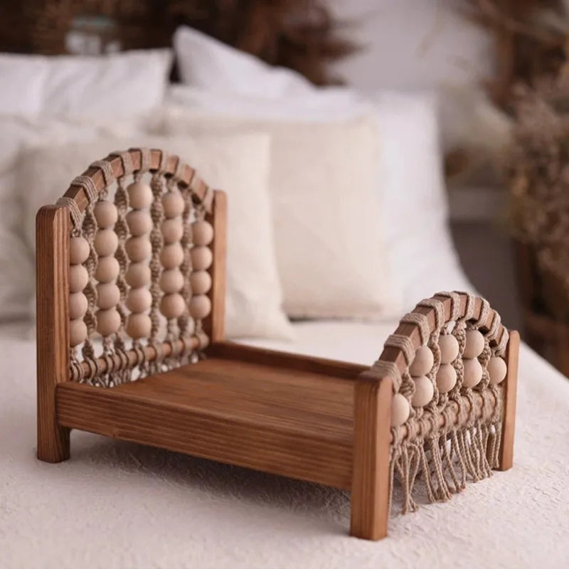 Accesorios de fotografía para recién nacidos, cama de madera desmontable, accesorios para sesión de fotos de bebés, niñas y niños, fondo de cuna para posar.