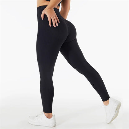 SOISOU - Mallas de yoga sin costuras para mujer, de tejido acanalado, transpirables, de cintura alta, para gimnasio, deporte y fitness, de alta calidad, en 7 colores