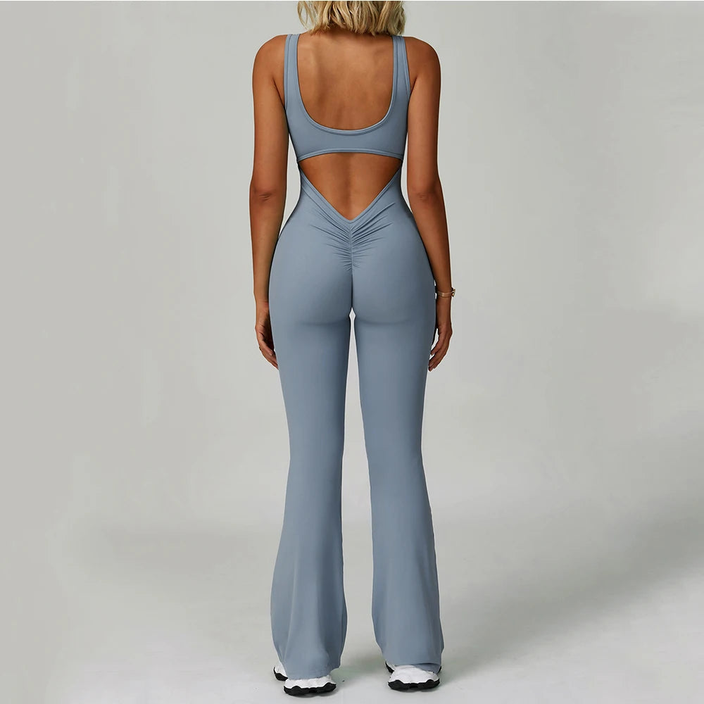 Mono deportivo para mujer, conjunto de yoga, chándal, ropa de yoga, ropa deportiva de entrenamiento, mono sexy con escote en V en la espalda