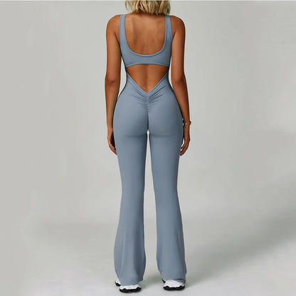 Mono deportivo para mujer, conjunto de yoga, chándal, ropa de yoga, ropa deportiva de entrenamiento, mono sexy con escote en V en la espalda