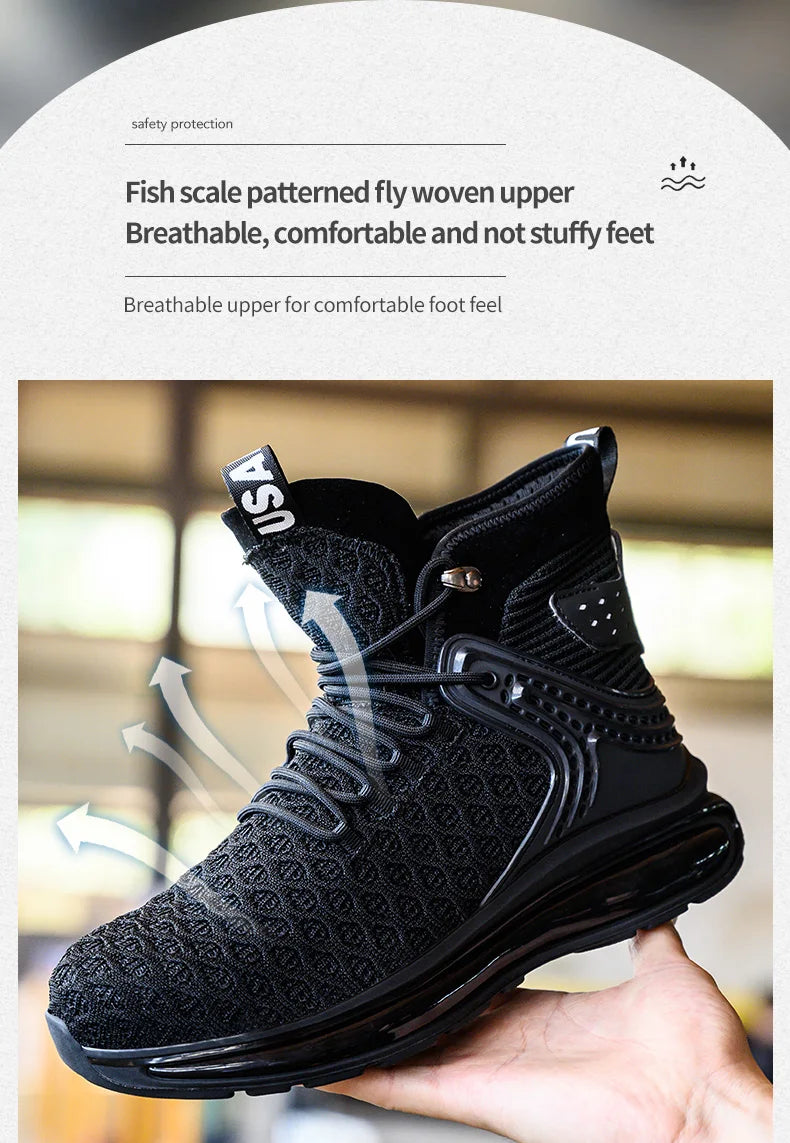 Botas de trabajo de seguridad para hombre con puntera de acero, nuevas, antiaplastamiento y antipinchazos. Calzado antideslizante para hombre, modelos para las cuatro estaciones.