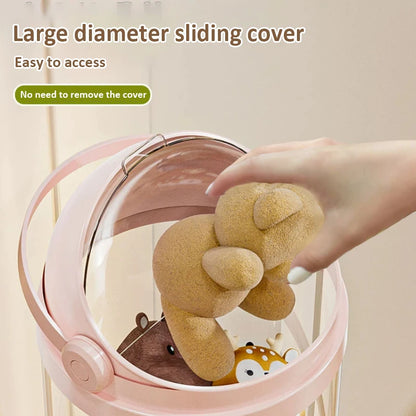 Caja de almacenamiento para muñecas, organizador de juguetes, tubo de almacenamiento de peluche, barril de plástico transparente para juguetes de niños.