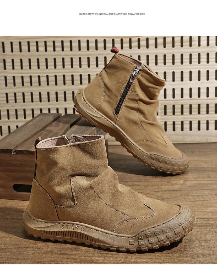 Botas Martin de caña alta para hombre, nuevo calzado de otoño, transpirables, de tendencia, versátiles, antideslizantes, para uso casual y laboral.