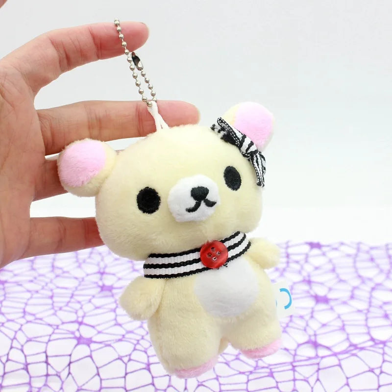 Llavero de peluche de Rilakkuma, accesorio de mochila suave con colgante, regalo de cumpleaños para niña y niño.