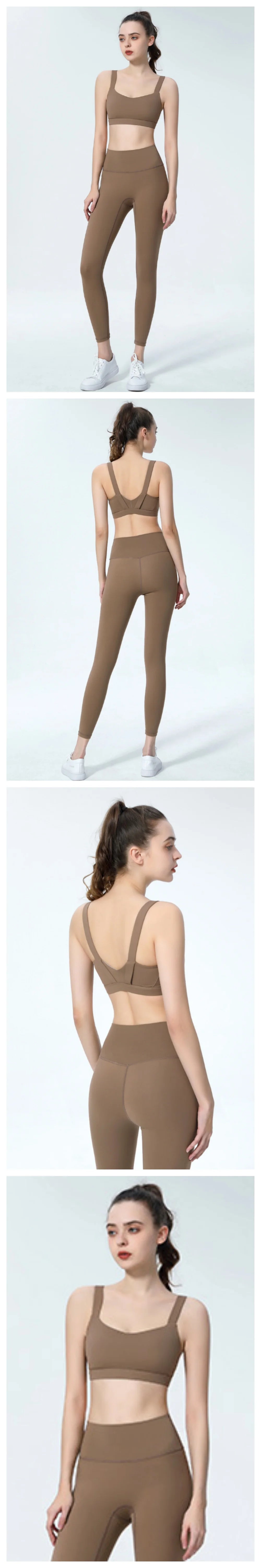 Conjunto de yoga Naked Feel para mujer, sujetador deportivo de alto impacto con almohadillas integradas y leggings que realzan los glúteos, ideal para entrenar en el gimnasio.