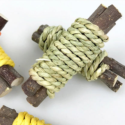 Juego de 3 juguetes para masticar conejos y hámsteres, cuidado de molares para mascotas, ratas, cobayas, ramas de madera, juguetes para conejos y mascotas.