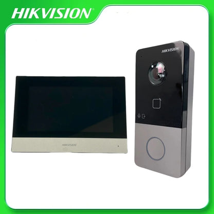 Kit de videoportero Hikvision DS-KIS603-P(C), estación de puerta para villa DS-KV6113-WPE1(C) PoE/Wifi, estación interior basada en IP DS-KH6320-WTE1