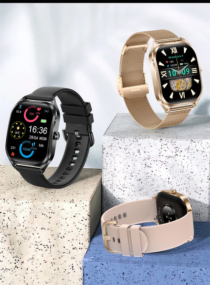 Reloj inteligente FOXBOX para mujer, con pantalla curva 3D, Bluetooth, llamadas, deportivo, resistente al agua, monitor de salud, para hombre y mujer.