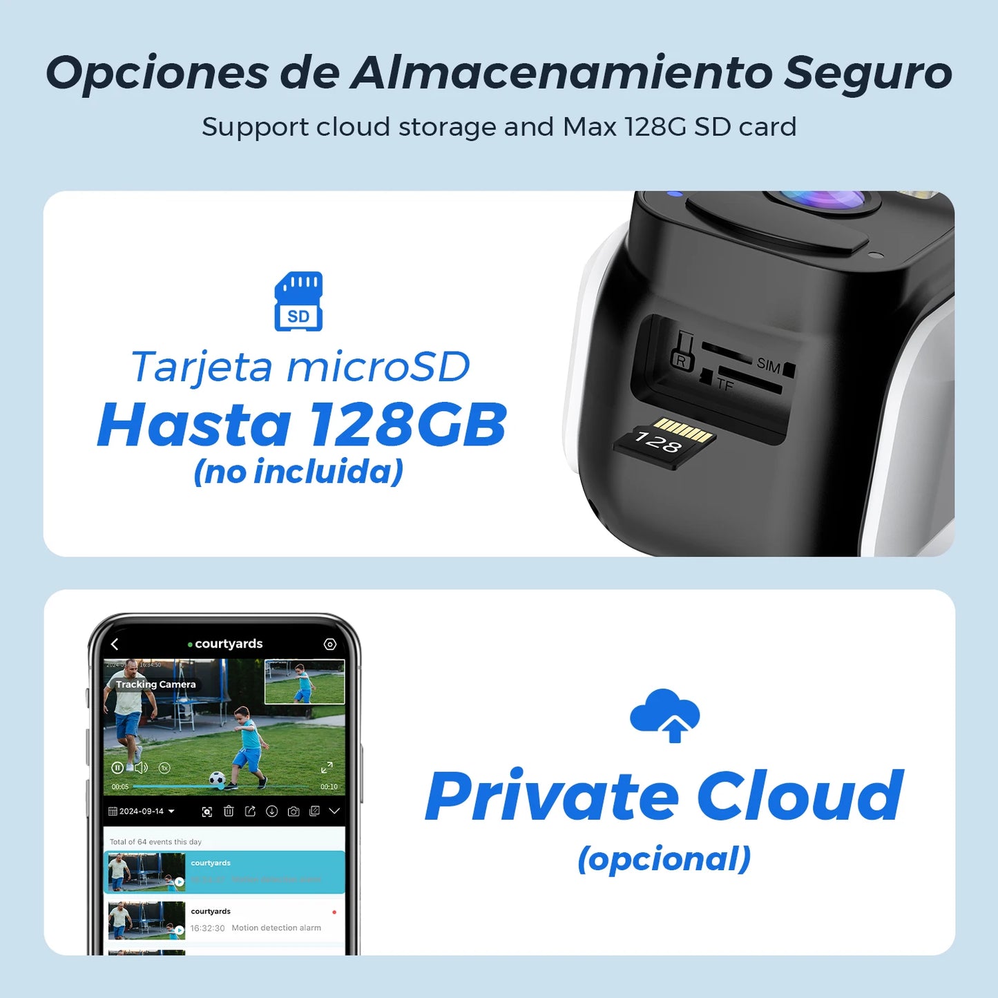 Cámara de seguridad exterior inalámbrica WiFi solar de 10 MP y 5K con doble lente, doble pantalla, seguimiento automático y zoom digital 5X. Incluye doble lente y doble pantalla.