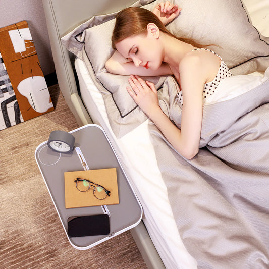 Estante de noche para cama, mesita de noche debajo del colchón, organizador de dormitorio, almacenamiento de cama, mesita de noche, bandeja de noche para cama con somier