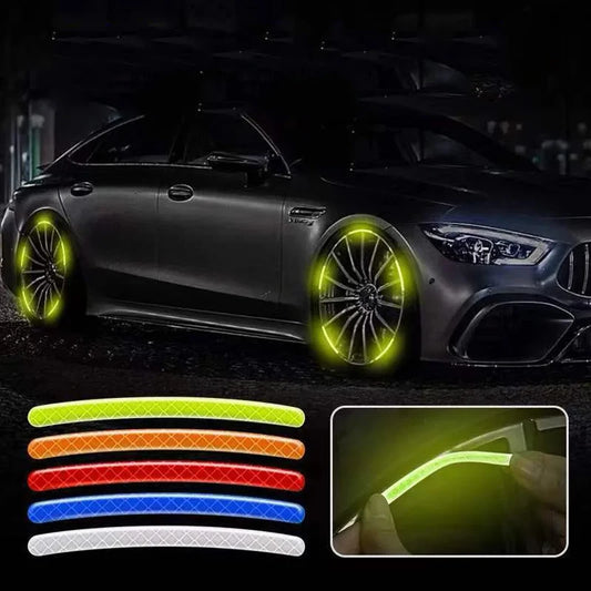 20 pegatinas reflectantes para llantas de coche, fluorescentes nocturnas, de advertencia, decorativas y creativas.