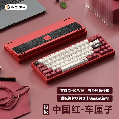Teclado mecánico para juegos Weikav Lucky65 V2 RGB con junta intercambiable en caliente, estructura de 3 modos, aleación de aluminio, accesorio para PC