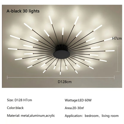 Lámparas de techo LED modernas con diseño de fuegos artificiales para sala de estar, comedor y dormitorio. Lámparas de techo brillantes.