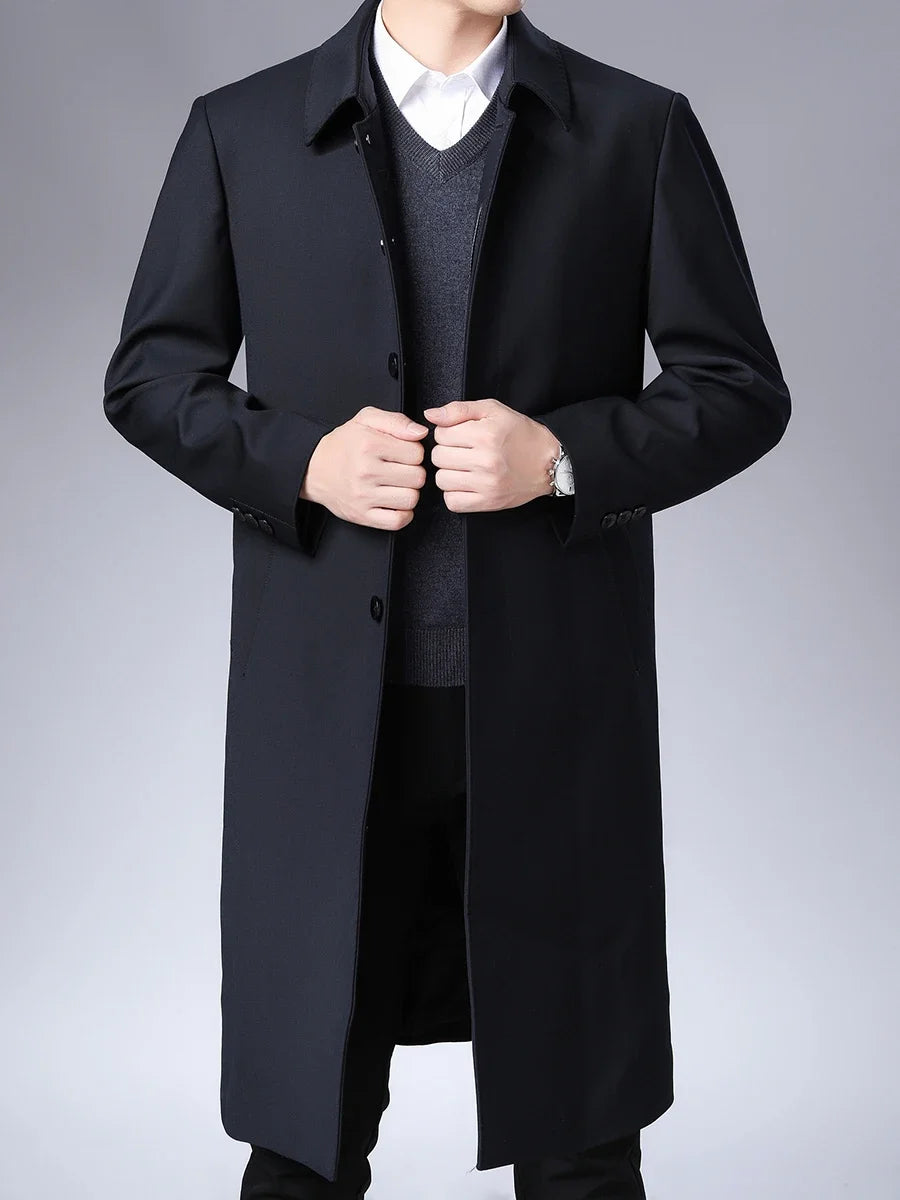 Autumn Winter Men Trench Coat Business Fashio Casual Male Jackets Slim Comfort Warm Windproof Top Trend Streetwear Outerwear New