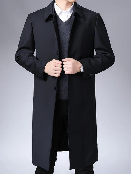 Autumn Winter Men Trench Coat Business Fashio Casual Male Jackets Slim Comfort Warm Windproof Top Trend Streetwear Outerwear New