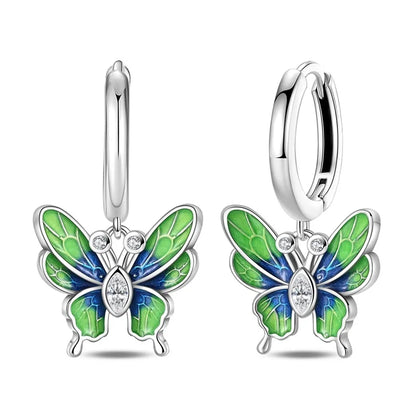 Pendientes de plata de ley 925 con diseño de mariposa, abeja, mariquita y flor de arcoíris para mujer, joyería de moda para fiestas de cumpleaños, regalos
