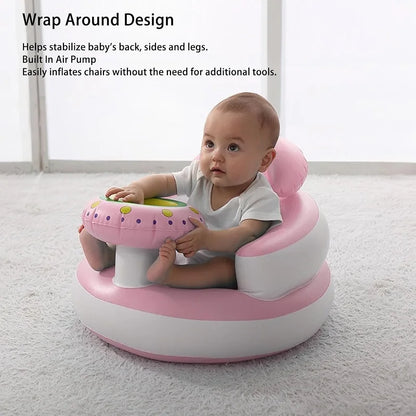 Asiento inflable para bebé con bomba de aire incorporada, silla de apoyo para la espalda para bebés de 0 a 3 años, silla de ducha portátil, asiento de suelo