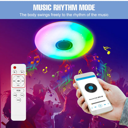 Lámparas de techo modernas RGB con atenuación, iluminación para el hogar mediante aplicación, Bluetooth y música, 52 W (36 W), luces de techo inteligentes con control remoto, 220 V CA
