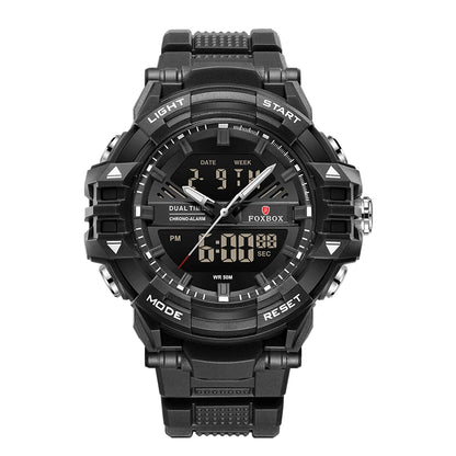 LIGE FOXBOX - Reloj electrónico deportivo informal de moda para hombre, con pantalla digital LED, resistente al agua hasta 50 m, alarma y fecha, con caja