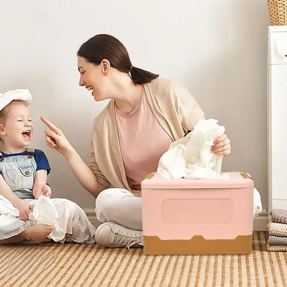 Contenedores de almacenamiento plegables, apilables, portátiles, con tapa y asa, gran capacidad, suministros para la organización del hogar.