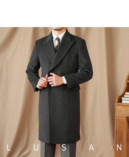 Abrigo Chester de lana 50% para hombre - 800 g. Chaqueta de campo retro cruzada de otoño/invierno.