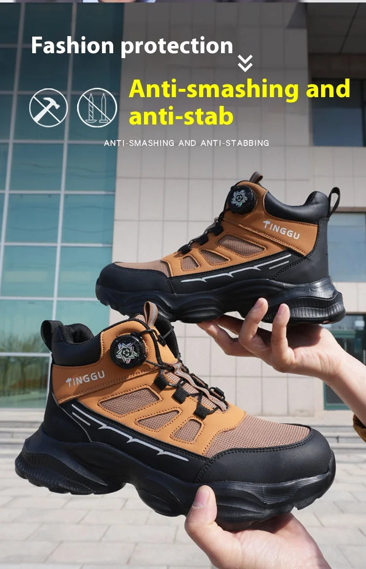 Nuevos zapatos de seguridad ligeros para hombre, antiaplastamiento, antipinchazos, impermeables y resistentes al desgaste, calzado de trabajo, zapatos de protección de moda.
