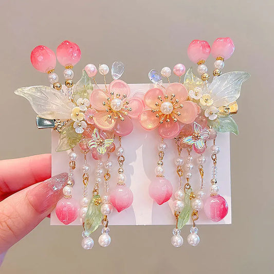 Accesorios para niños Tocados Hanfu Accesorios para el cabello de estilo chino Pinzas para el cabello para niñas Accesorios Par de pinzas