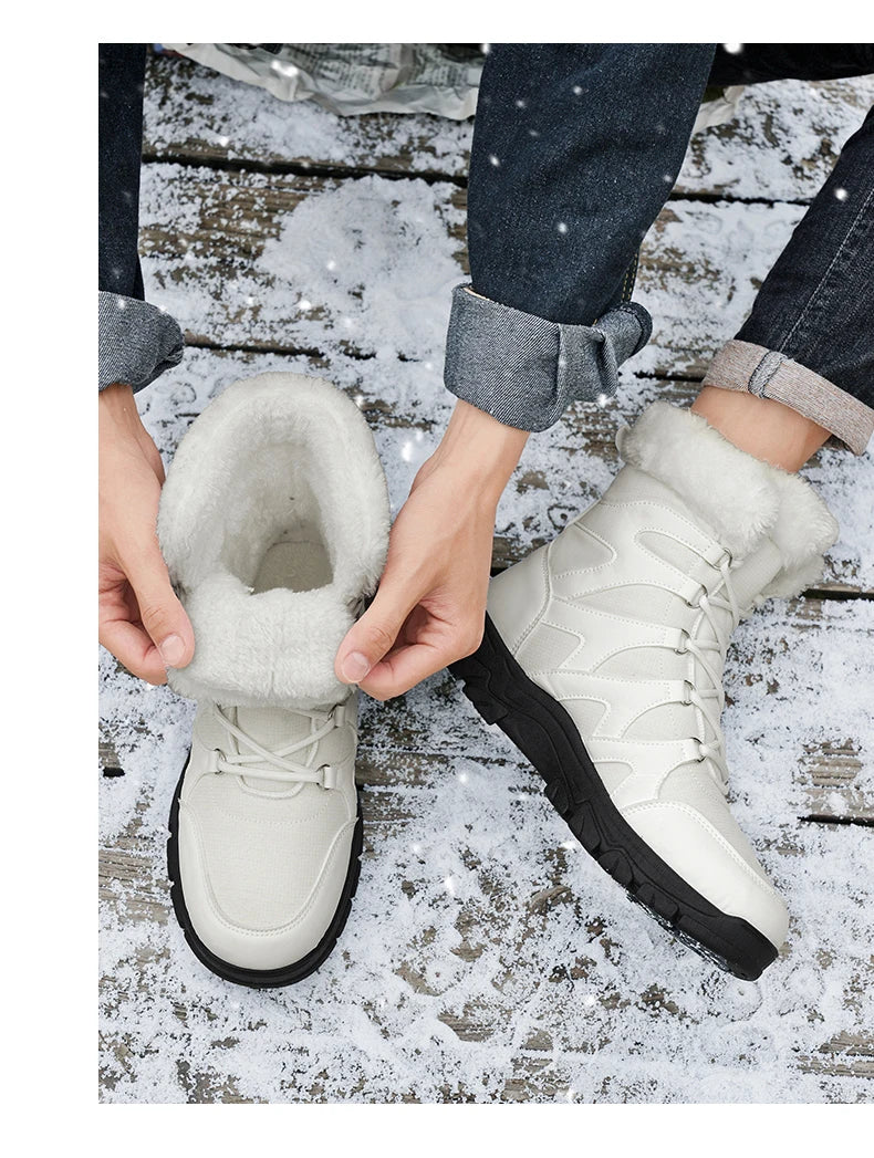 Nuevas botas de invierno para hombre, cálidas y afelpadas, hasta media pantorrilla, para exteriores, antideslizantes, impermeables, para nieve, zapatos de algodón a la moda para hombre.