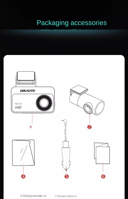 Grabadora de salpicadero Hikvision con cámara dual delantera y trasera, visión nocturna Starlight y pantalla de 3 pulgadas.