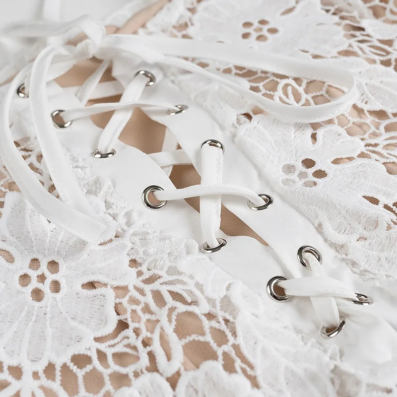 Vestido largo de encaje MUJER para mujer, con corsé bordado, estilo midi, sexy, sin espalda, ideal para fiestas.