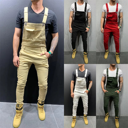 Mono de camuflaje para hombre, estilo urbano, con múltiples bolsillos, corte ajustado, pantalón cargo vaquero, peto vaquero, estilo casual.