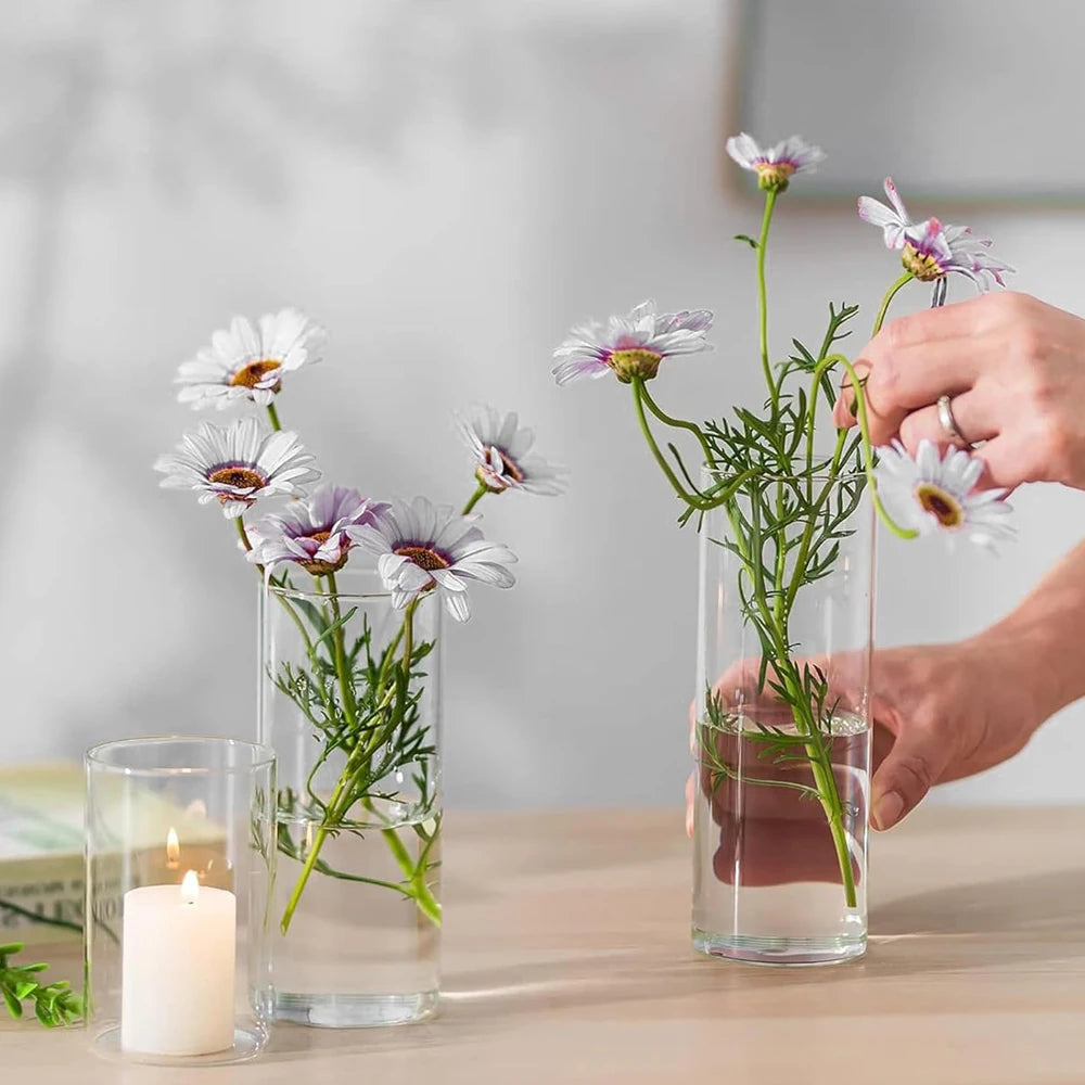 Jarrón alto transparente para centros de mesa, candelabros de vidrio para velas de pilar o flotantes, jarrones redondos para aniversario de bodas