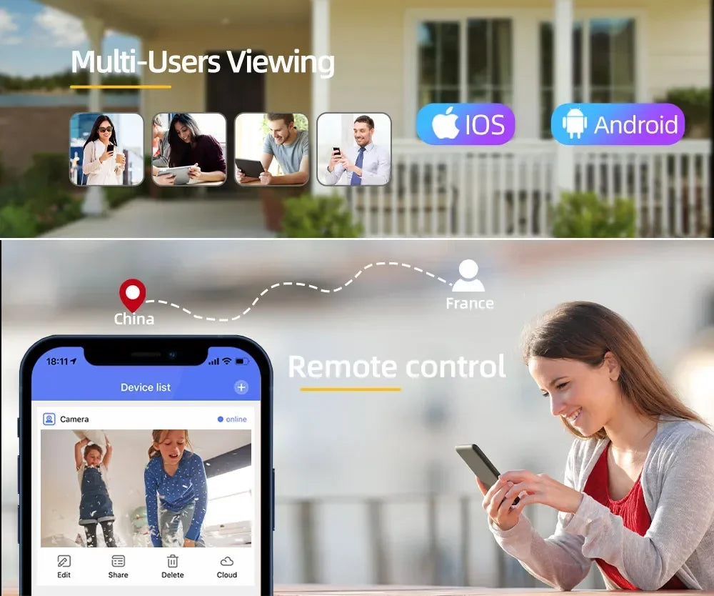 Cámara IP PTZ solar EseeCloud de 5 MP con WiFi, batería integrada, detección PIR, videovigilancia y audio bidireccional para seguridad exterior.