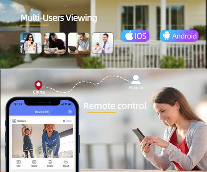 Cámara IP PTZ solar EseeCloud de 5 MP con WiFi, batería integrada, detección PIR, videovigilancia y audio bidireccional para seguridad exterior.